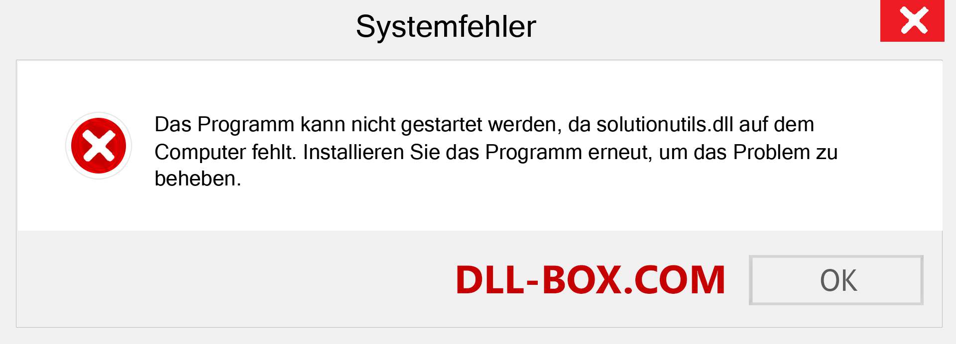 solutionutils.dll-Datei fehlt?. Download für Windows 7, 8, 10 - Fix solutionutils dll Missing Error unter Windows, Fotos, Bildern