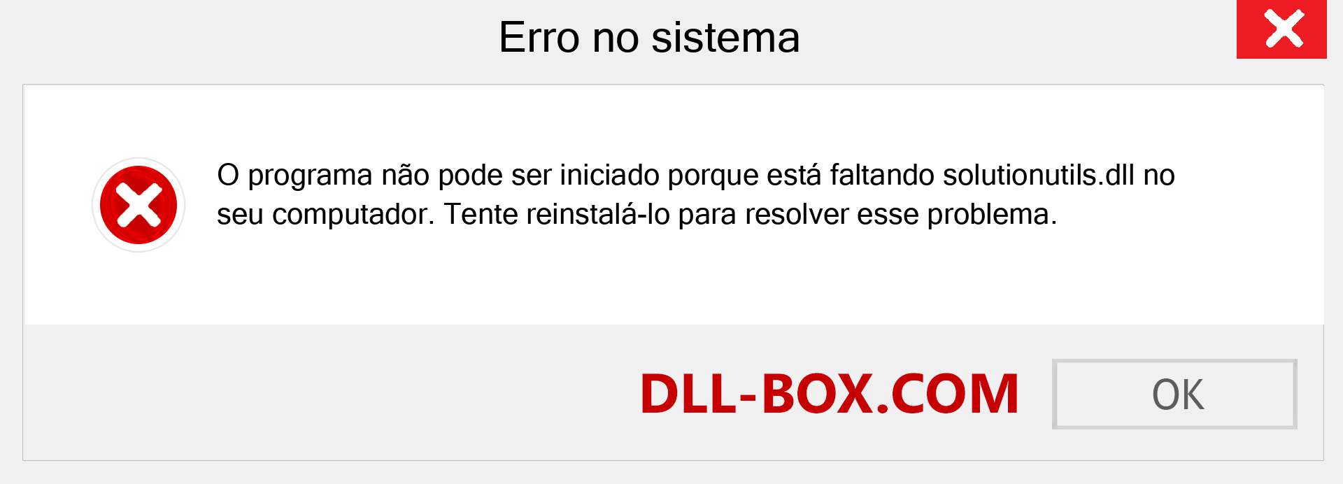 Arquivo solutionutils.dll ausente ?. Download para Windows 7, 8, 10 - Correção de erro ausente solutionutils dll no Windows, fotos, imagens